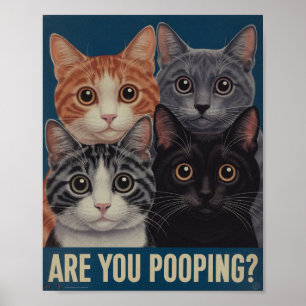 Lustiges Katzenposter Kackst du? Katzenkunst Poster