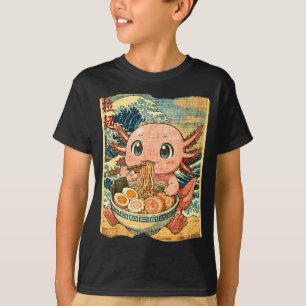 Lustiges Kawaii Axolotl Ramen Nudel Schale Japanis T-Shirt