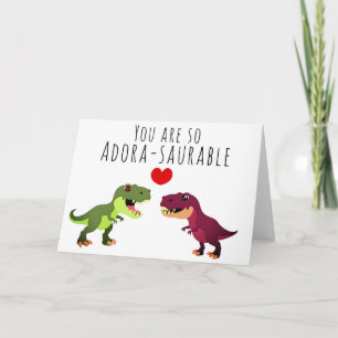 Lustiges Kawaii-Dinosaurier-Paar Wortspiel Valenti Karte