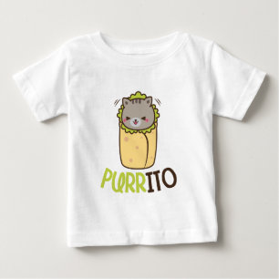 Lustiges Kawaii Katze Burritowort-Kunstbaby Unisex Baby T-shirt