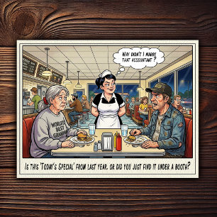 Lustiges Kellnerin Leben Restaurant Humor Postkart Postkarte