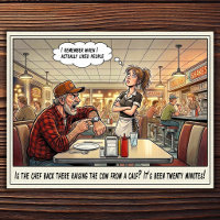 Lustiges Kellnerinnen-Leben Restaurant-Humor Postk