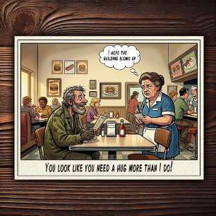 Lustiges Kellnerinnen-Leben Restaurant-Humor Postkarte