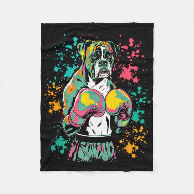 Lustiges Kickboxen oder Boxen Boxer Hund _1  Fleecedecke (Vorderseite)