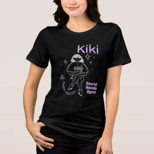 Lustiges Kiki-Mädchen-Nudel-T-Shirt Süße Anime-E Tri-Blend Shirt