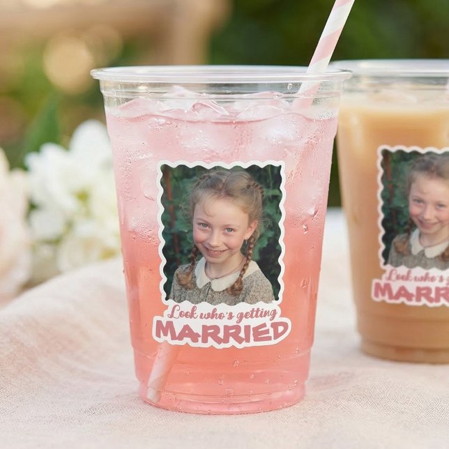 Lustiges Kinderfoto Schau mal, wer jetzt heiratet Aufkleber (Childhood Photo Funny Bachelorette Party Stickers)