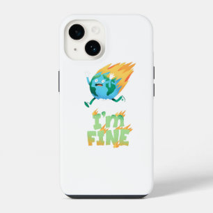 Lustiges Klimawandel-Erde-„Mir geht's gut“-Design iPhone 14 Hülle