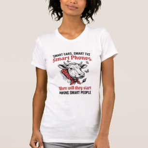 Lustiges Kluges Leute Kuh Vintage Gravur T-Shirt D