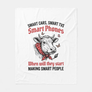 Lustiges Kluges Leute Kuh Vintage Gravur T-Shirt D Fleecedecke