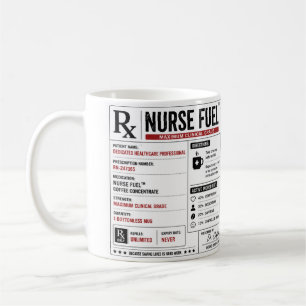 Lustiges Krankenpfleger-Treibstoff-Rezeptlabel Kaffeetasse