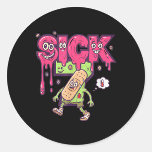 Lustiges Krankes Sieben Meme T-Shirt Sechs Sieben  Runder Aufkleber