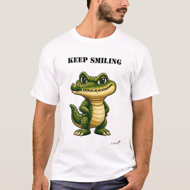 Lustiges Krokodil T-Shirt mit 'Keep Smiling' (Vorderseite)