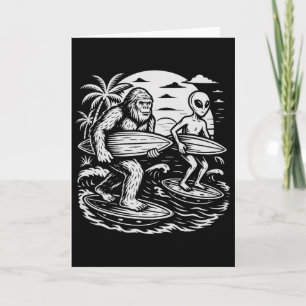 Lustiges Kryptid Bigfoot Alien Surfen Ufo Strand S Karte