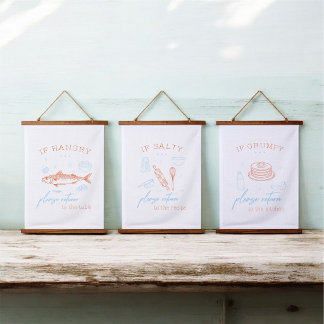 Lustiges Küchen Humor Foodie Zitat Poster Set Wandteppich Mit Holzrahmen