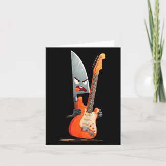 Lustiges Küchenmesser mit E-Gitarren-Kostüm Karte