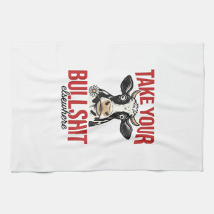 Lustiges Kuh Anderswo Vintage-Shirt-Design_ Geschirrtuch