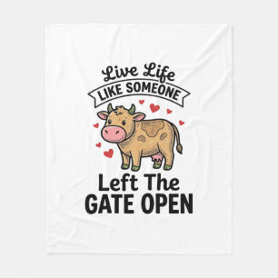 Lustiges Kuh-Tor-öffnen Vintage-Stich-Shirt-Design Fleecedecke