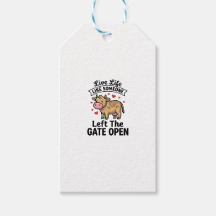 Lustiges Kuh-Tor-öffnen-Vintage-Stich-Shirt-Design Geschenkanhänger