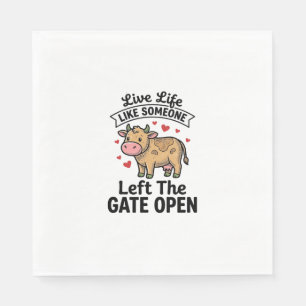 Lustiges Kuh-Tor-öffnen Vintage-Stich-Shirt-Design Serviette