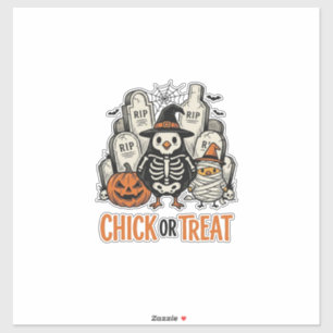 Lustiges Küken oder Halloween-Huhn Grafik_1 Aufkleber