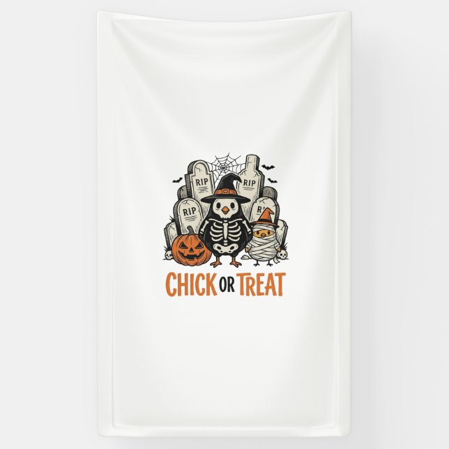 Lustiges Küken oder Halloween-Huhn Grafik_1 Banner (Vertikal)