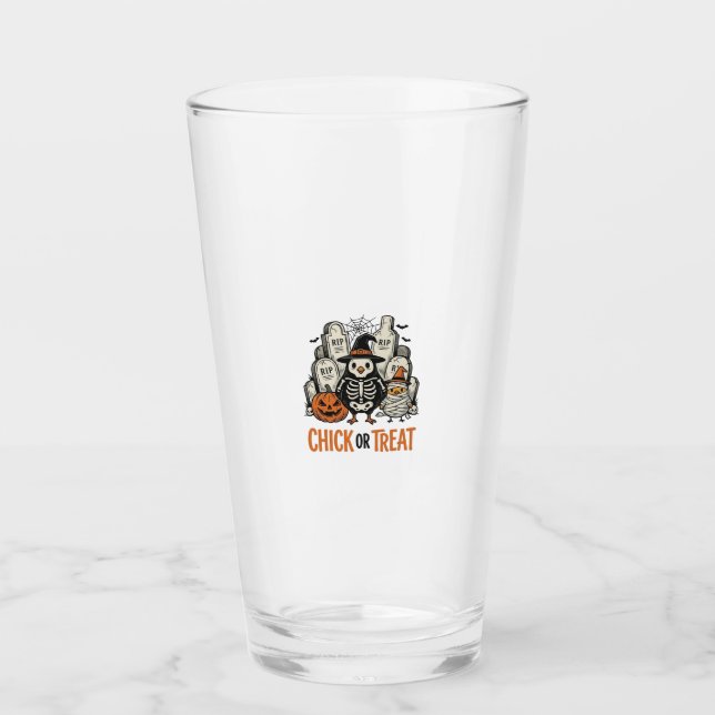 Lustiges Küken oder Halloween-Huhn Grafik_1 Glas (Vorderseite)