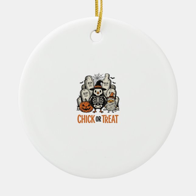 Lustiges Küken oder Halloween-Huhn Grafik_1 Keramik Ornament (Vorne)