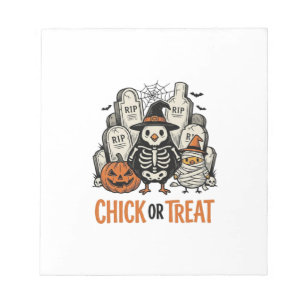 Lustiges Küken oder Halloween-Huhn Grafik_1 Notizblock