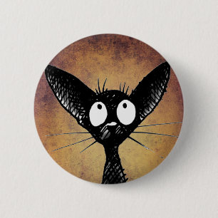 Lustiges Kunstknopf-Abzeichen der schwarzen Katze Button