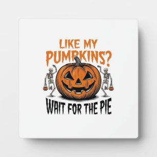 Lustiges Kürbisskelett Halloween Pie Shirt_1 Fotoplatte