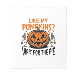 Lustiges Kürbisskelett Halloween Pie Shirt_1 Notizblock