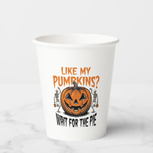 Lustiges Kürbisskelett Halloween Pie Shirt_1 Pappbecher