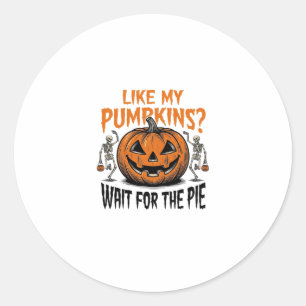 Lustiges Kürbisskelett Halloween Pie Shirt_1 Runder Aufkleber