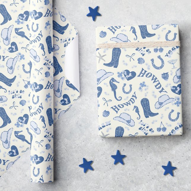 Lustiges Küsten-Cowgirl-Bach-Club-Muster Geschenkpapier (Von Creator hochgeladen)