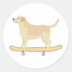 Lustiges Labrador Skateboarding Hund T-Shirt Gesch Runder Aufkleber