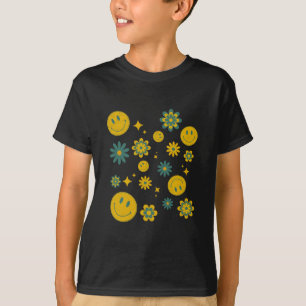 lustiges Lächeln Gesicht und grobe Blume T-Shirt
