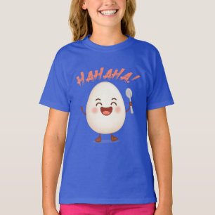 Lustiges Lachendes Ei Cartoon Mädchen T-Shirt   Cu