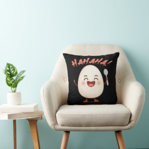 Lustiges Lachendes Ei Cartoon Wurf Kissen Cute