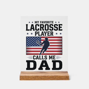 Lustiges Lacrosse-Vater-Amerikanische-Flagge-Vinta Acrylschild