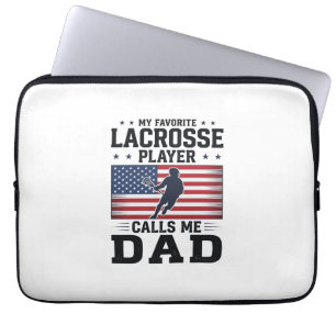 Lustiges Lacrosse-Vater-Amerikanische-Flagge-Vinta Laptopschutzhülle