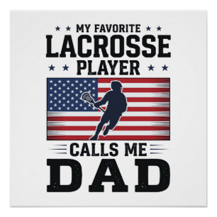 Lustiges Lacrosse-Vater-Amerikanische-Flagge-Vinta Poster