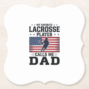 Lustiges Lacrosse-Vater-Amerikanische-Flagge-Vinta Untersetzer