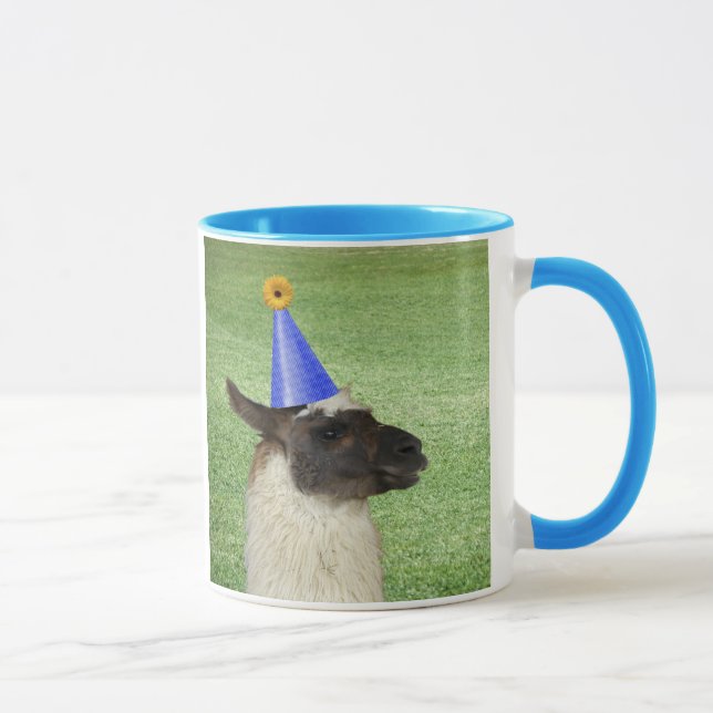 Lustiges Lama in der Party-Hut-Tasse Tasse (Rechts)