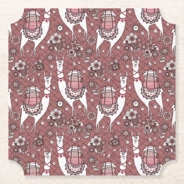 Lustiges Lama-Muster Untersetzer (Vorderseite)