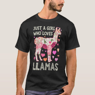 Lustiges Lama Nur Ein Mädchen Das Lamas Blumen Lie T-Shirt