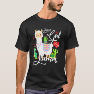 Lustiges Lama Nur ein Mädchen das Lamas Mag Rosa T-Shirt