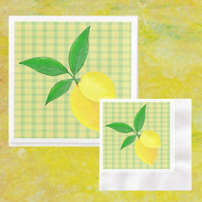Lustiges Land Gelb Grün Häkchen Zitrone  Serviette (Paper party napkins are zesty!)