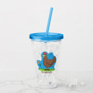 Lustiges Landhuhn whimsical Cartoon Acryltrinkbecher