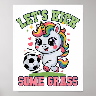 Lustiges Lasst uns ein bisschen Gr Fußball Einhorn Poster
