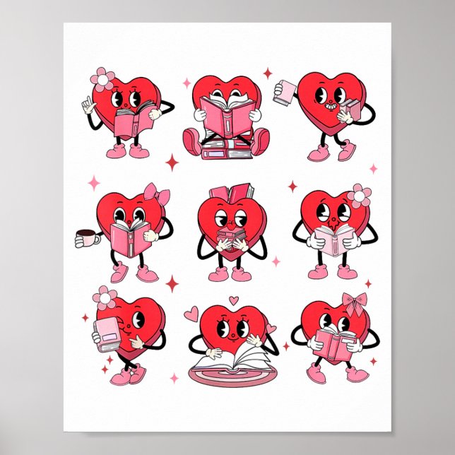 Lustiges Lesebuch Herz Valentinstag Lehrer Frau Poster (Vorne)